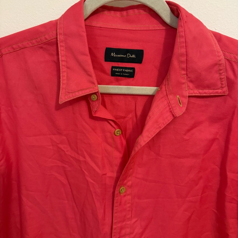Massimo Dutti Coral Pink Casual Button-Down Shirt